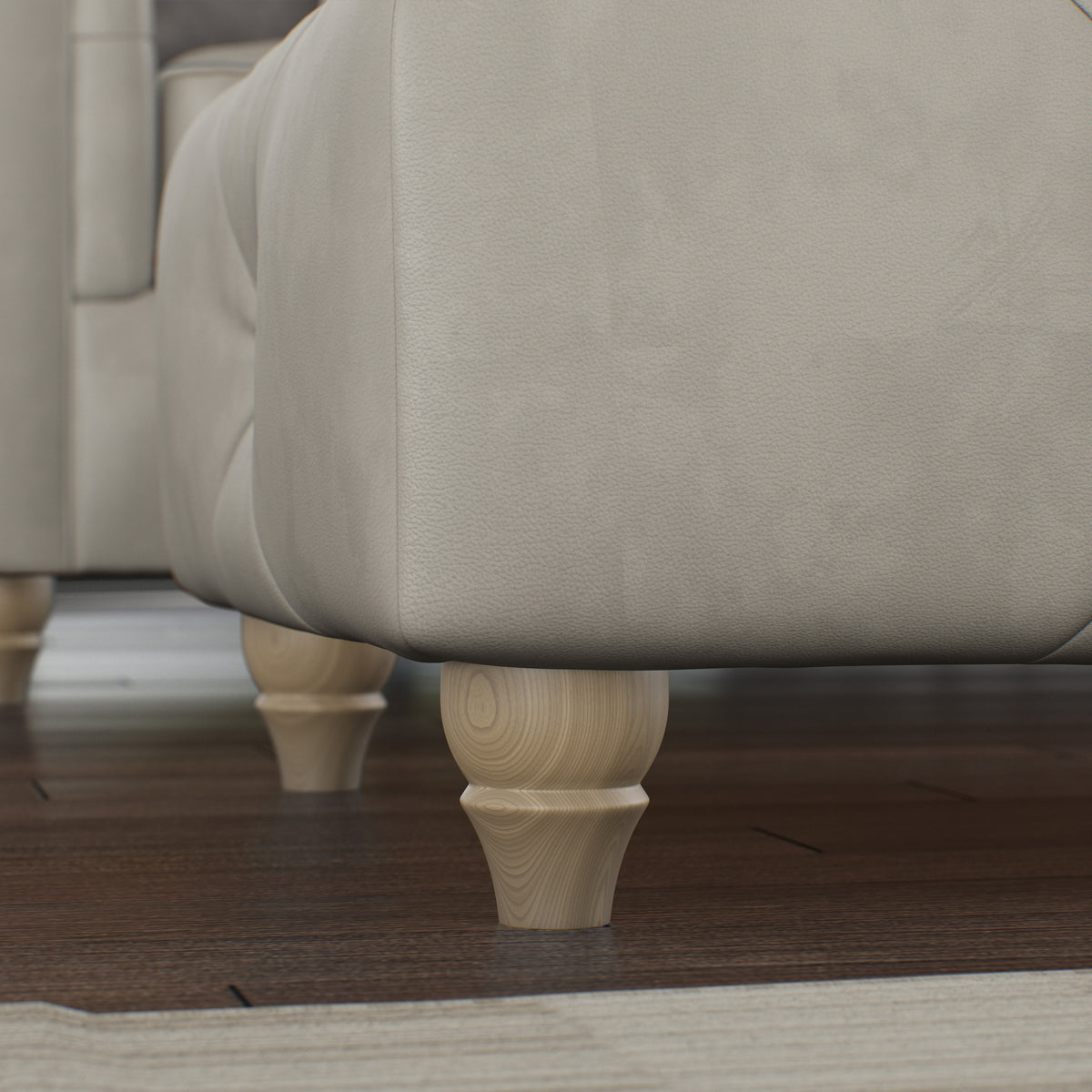Everett Leather Footstool Cloud Walnut Feet from Roseland Furniture