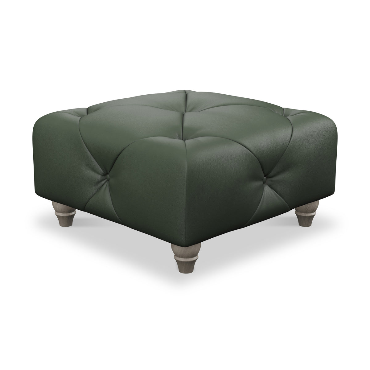Everett Leather Footstool Green Washed Feet from Roseland Furniture