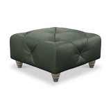 Everett Leather Footstool Green Washed Feet from Roseland Furniture