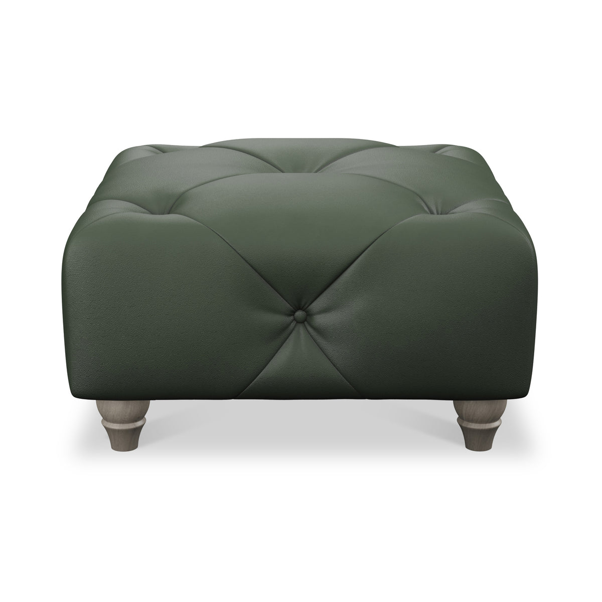 Everett Leather Footstool Green Washed Feet from Roseland Furniture