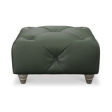 Everett Leather Footstool Green Washed Feet from Roseland Furniture
