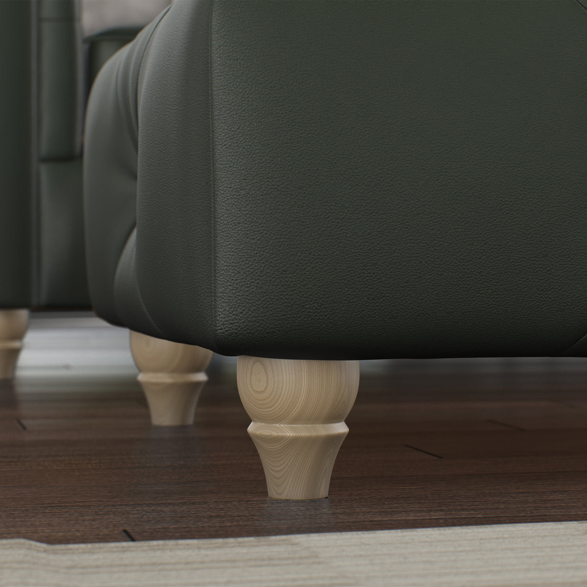 Everett Leather Footstool Green Washed Feet from Roseland Furniture