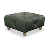 Everett Leather Footstool Green Walnut Feet from Roseland Furniture
