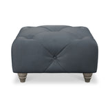 Everett Leather Footstool Navy Washed Feet from Roseland Furniture