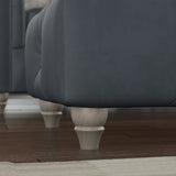 Everett Leather Footstool Navy Washed Feet from Roseland Furniture