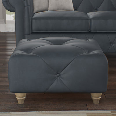 Everett Leather Button Top Footstool