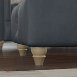 Everett Leather Footstool Navy Walnut Feet from Roseland Furniture