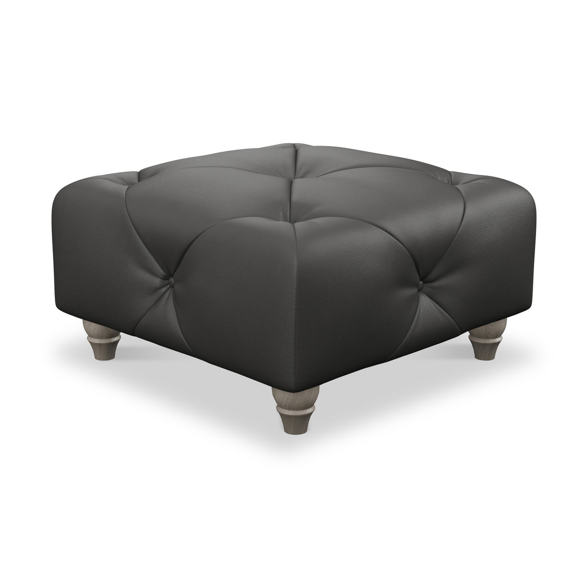 Everett Leather Footstool Raven Washed Feet from Roseland Furniture