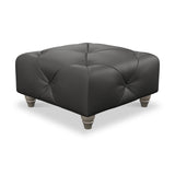 Everett Leather Footstool Raven Washed Feet from Roseland Furniture