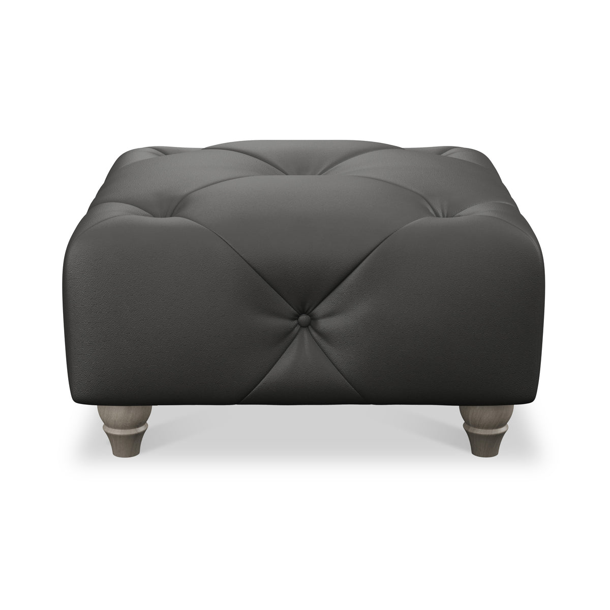 Everett Leather Footstool Raven Washed Feet from Roseland Furniture