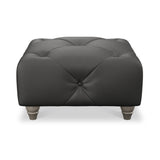 Everett Leather Footstool Raven Washed Feet from Roseland Furniture
