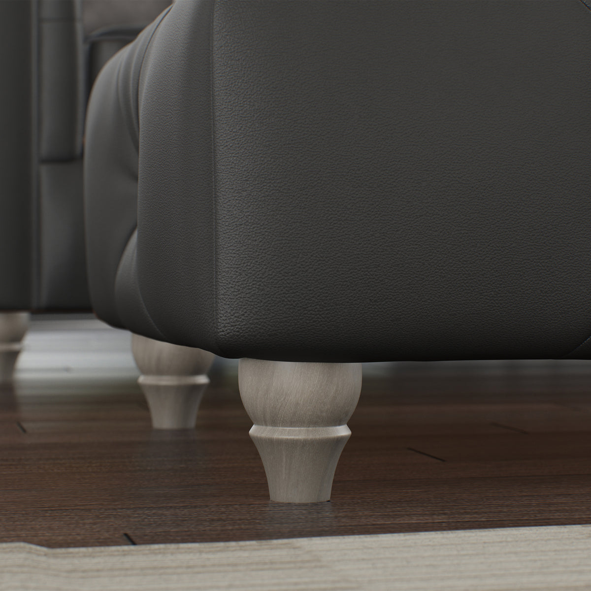Everett Leather Footstool Raven Washed Feet from Roseland Furniture