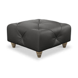 Everett Leather Footstool Raven Walnut Feet from Roseland Furniture