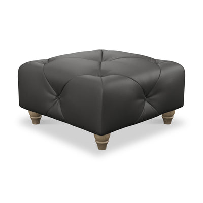 Everett Leather Button Top Footstool