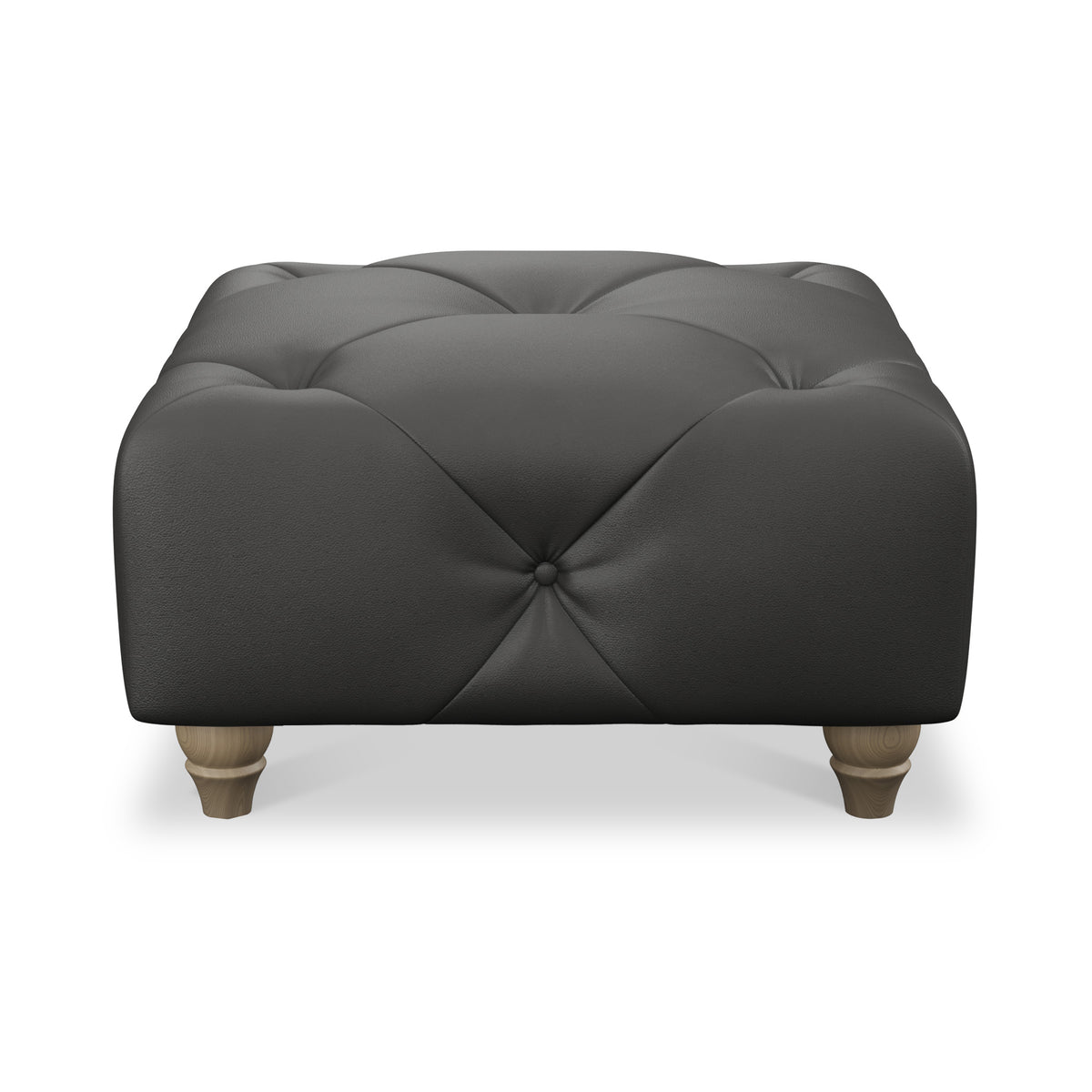 Everett Leather Footstool Raven Walnut Feet from Roseland Furniture