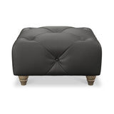 Everett Leather Footstool Raven Walnut Feet from Roseland Furniture