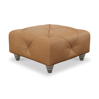 Everett Leather Button Top Footstool