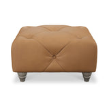 Everett Leather Footstool Saddle Washed Feet from Roseland Furniture