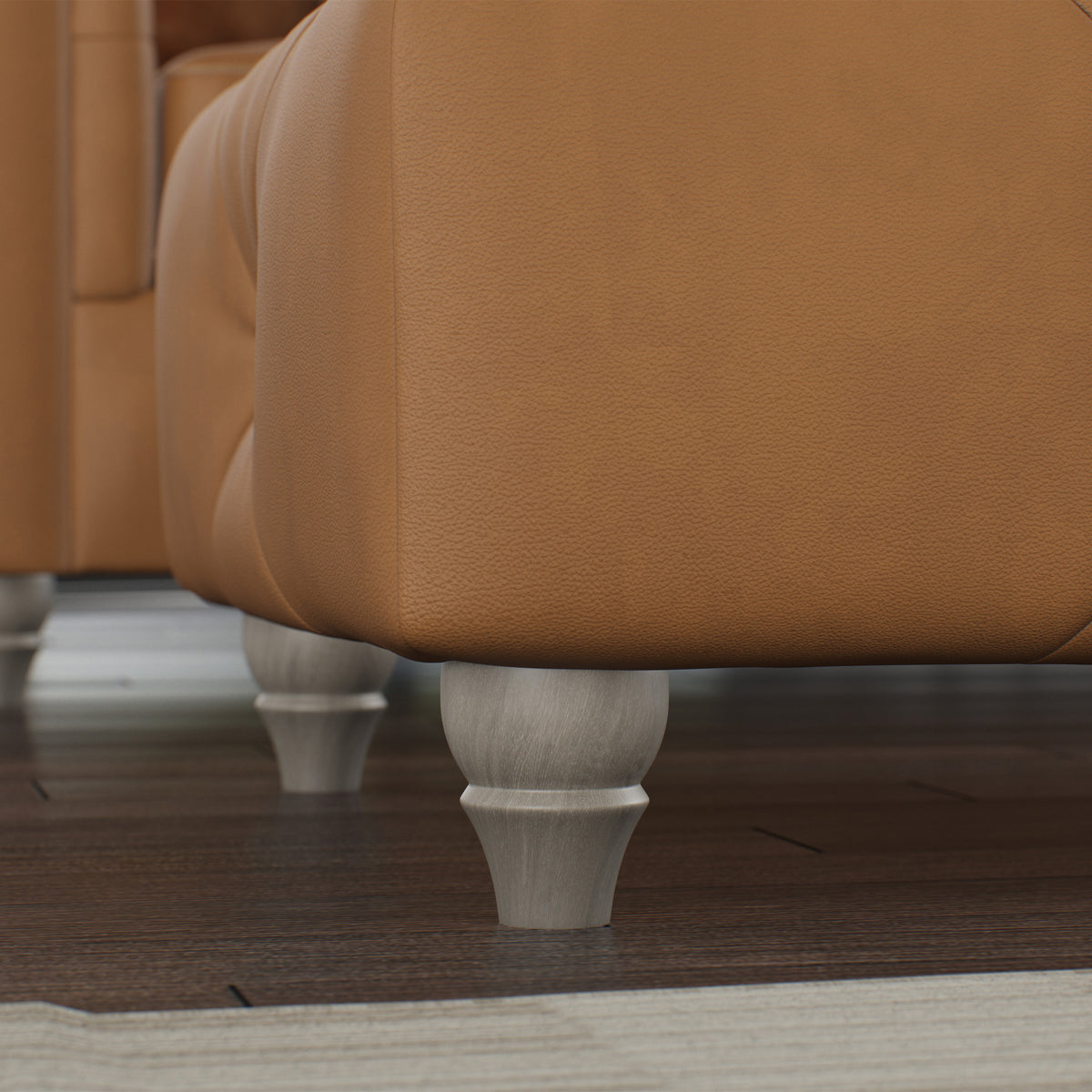 Everett Leather Footstool Saddle Washed Feet from Roseland Furniture