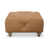 Everett Leather Footstool Saddle Walnut Feet from Roseland Furniture