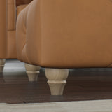 Everett Leather Footstool Saddle Walnut Feet from Roseland Furniture