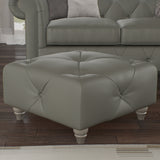 Everett Leather Footstool Stone Washed Feet from Roseland Furniture