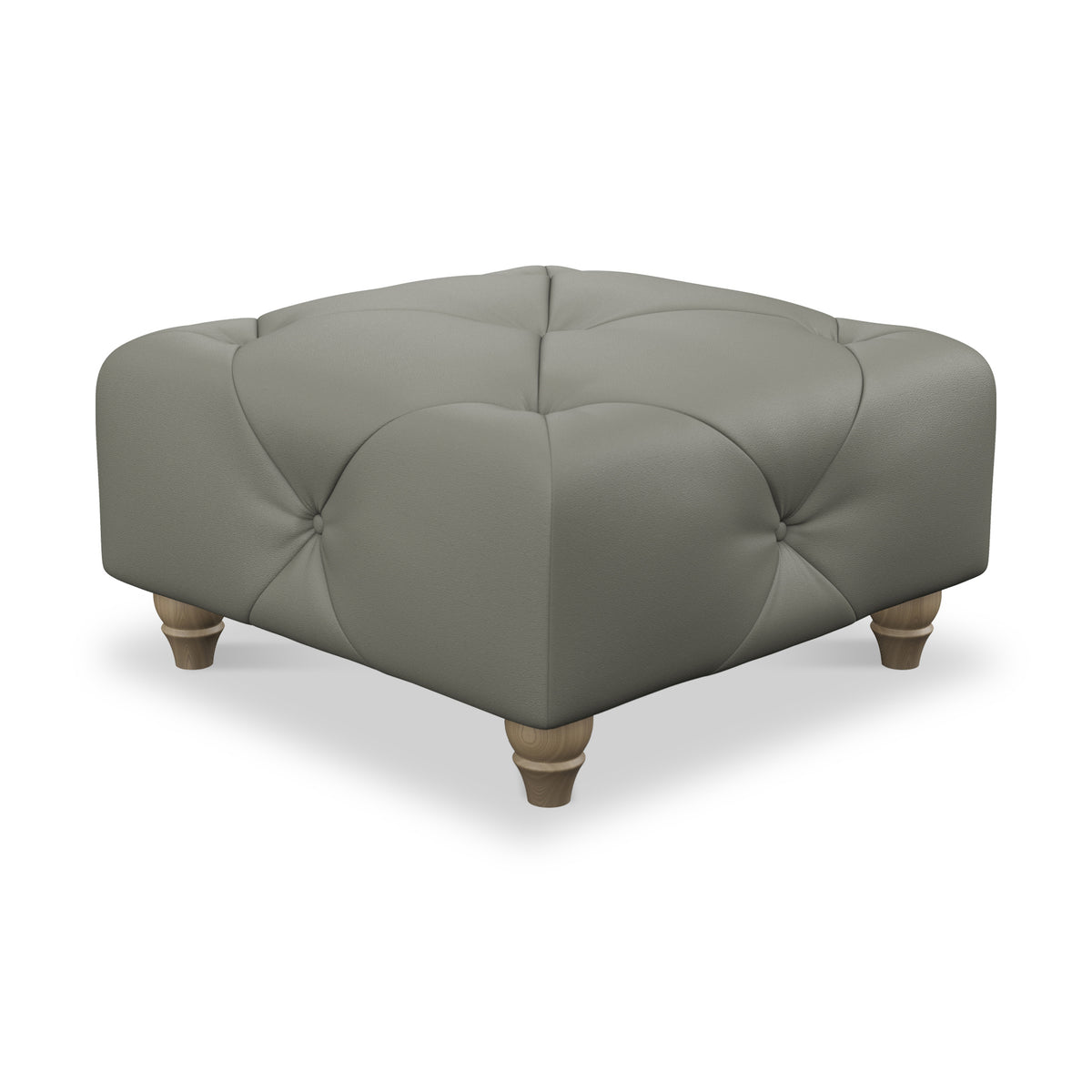Everett Leather Footstool Stone Walnut Feet from Roseland Furniture