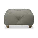 Everett Leather Footstool Stone Walnut Feet from Roseland Furniture