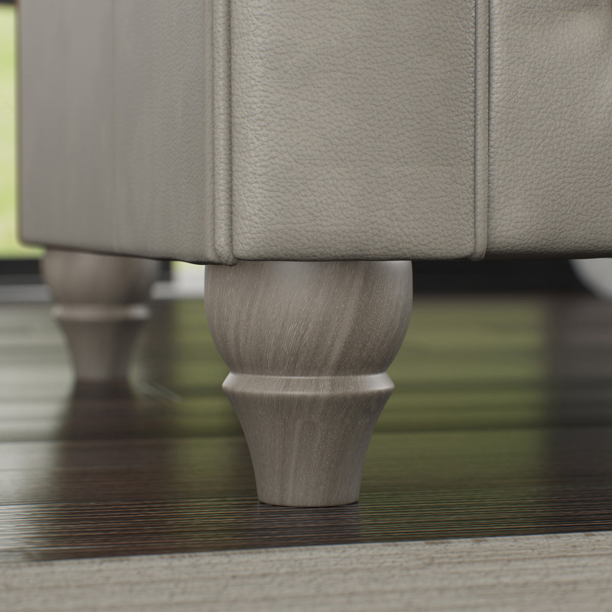 Everett Leather Armchair Cloud Grey Washed Oak Feet from Roseland Furniture
