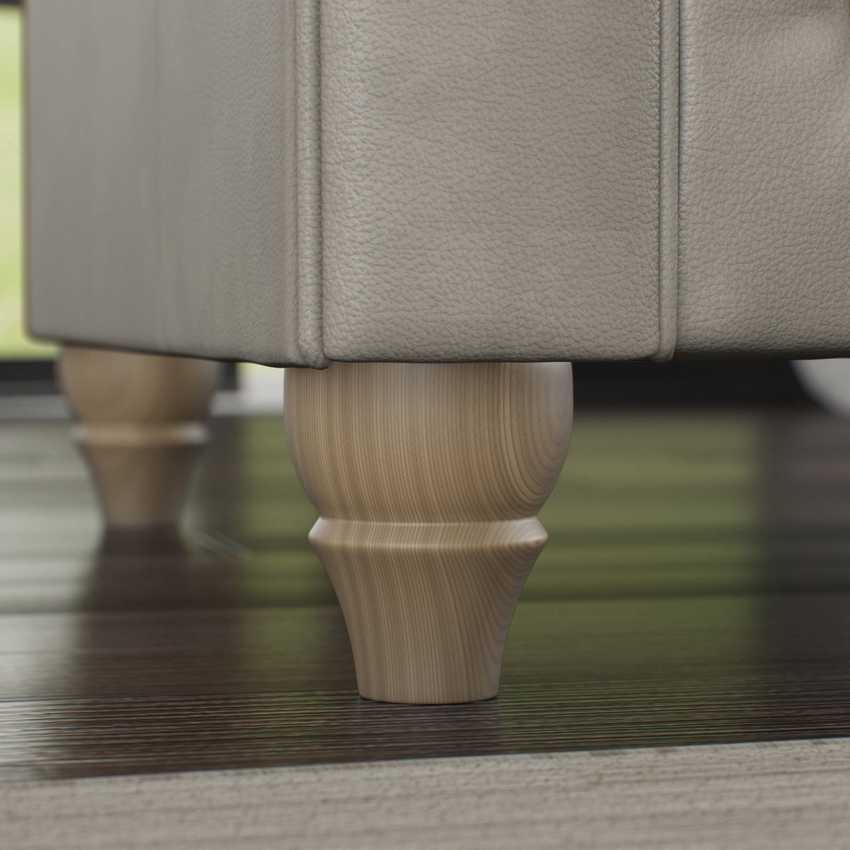 Everett Leather Armchair Cloud Grey Walnut Feet from Roseland Furniture