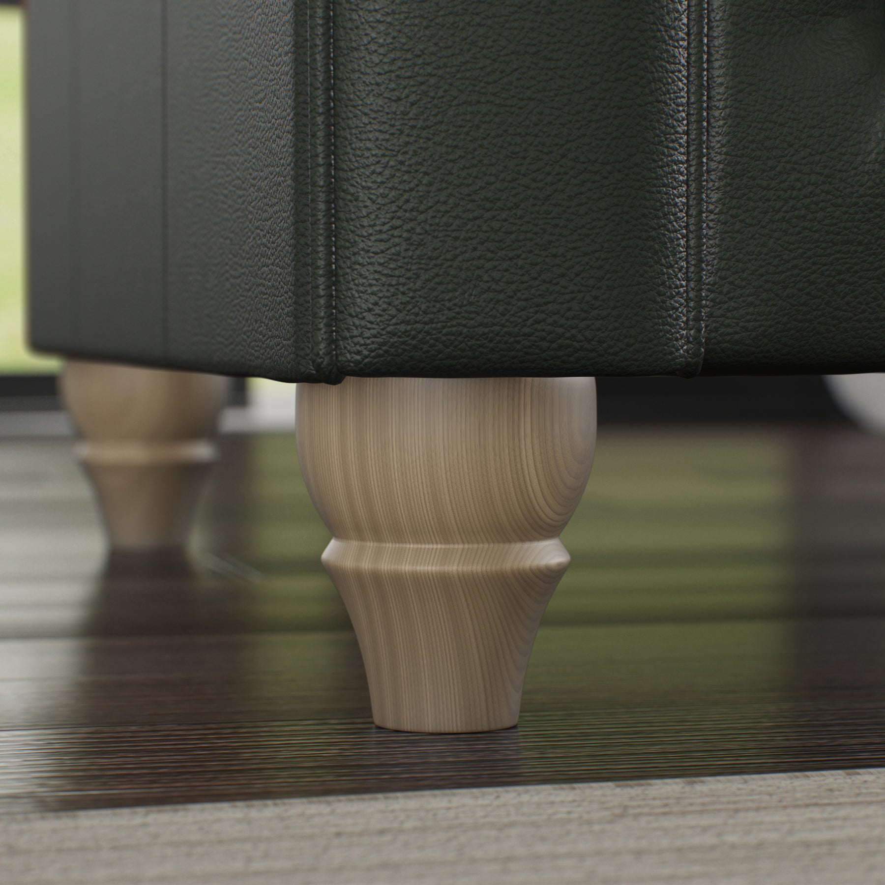 Everett Leather Sofa Green Walnut from Roseland Furniture