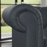 Everett Leather Sofa Navy Arms from Roseland Furniture