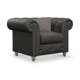 Everett Leather Armchair Raven Washed Oak Feet from Roseland Furniture