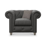 Everett Leather Armchair Raven Washed Oak Feet from Roseland Furniture