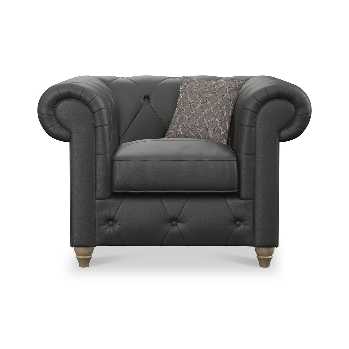Everett Leather Armchair Raven Walnut Feet from Roseland Furniture
