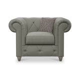 Everett Leather Armchair Stone Grey Washed Oak Feet from Roseland Furniture