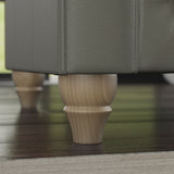 Everett Leather Armchair Stone Grey Walnut Feet from Roseland Furniture