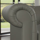 Everett Leather Armchair Stone Grey Walnut Feet from Roseland Furniture