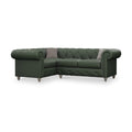 Everett LH Leather Corner Sofa Green Washed Feet from Roseland Furniture