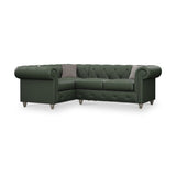 Everett LH Leather Corner Sofa Green Washed Feet from Roseland Furniture