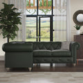 Everett LH Leather Corner Sofa Green Washed Feet from Roseland Furniture