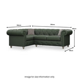 Everett LH Leather Corner Sofa Green Washed Feet from Roseland Furniture