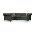 Everett Leather LH Corner Sofa Green Walnut Feet