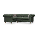 Everett Leather LH Corner Sofa Green Walnut Feet