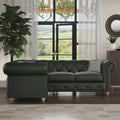 Everett Leather LH Corner Sofa Green Walnut Feet