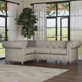 Everett LH Leather Corner Sofa Cloud Washed Feet from Roseland Furniture