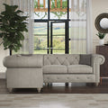Everett LH Leather Corner Sofa Cloud Washed Feet from Roseland Furniture