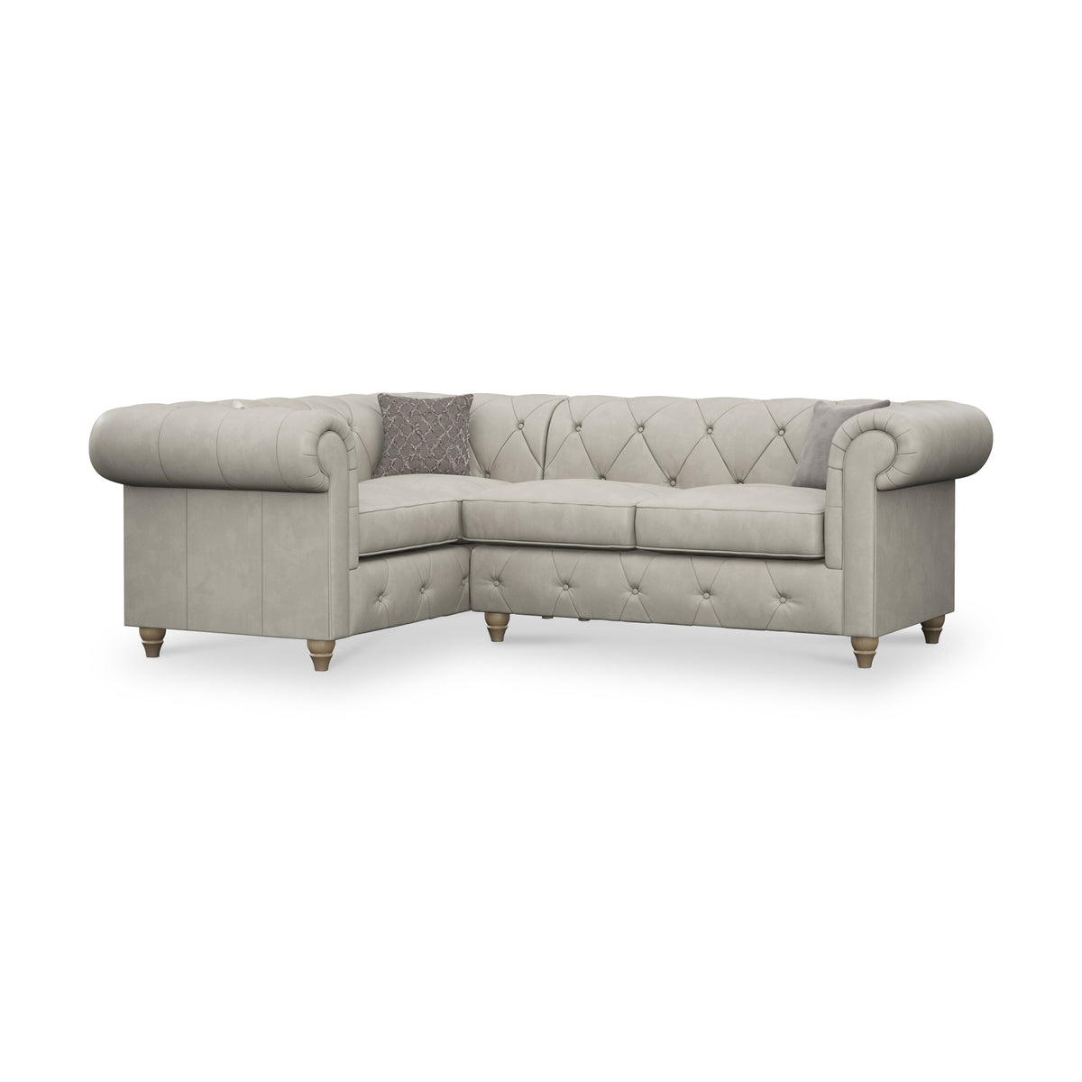 Everett LH Leather Corner Sofa Cloud Walnut Feet from Roseland Furniture