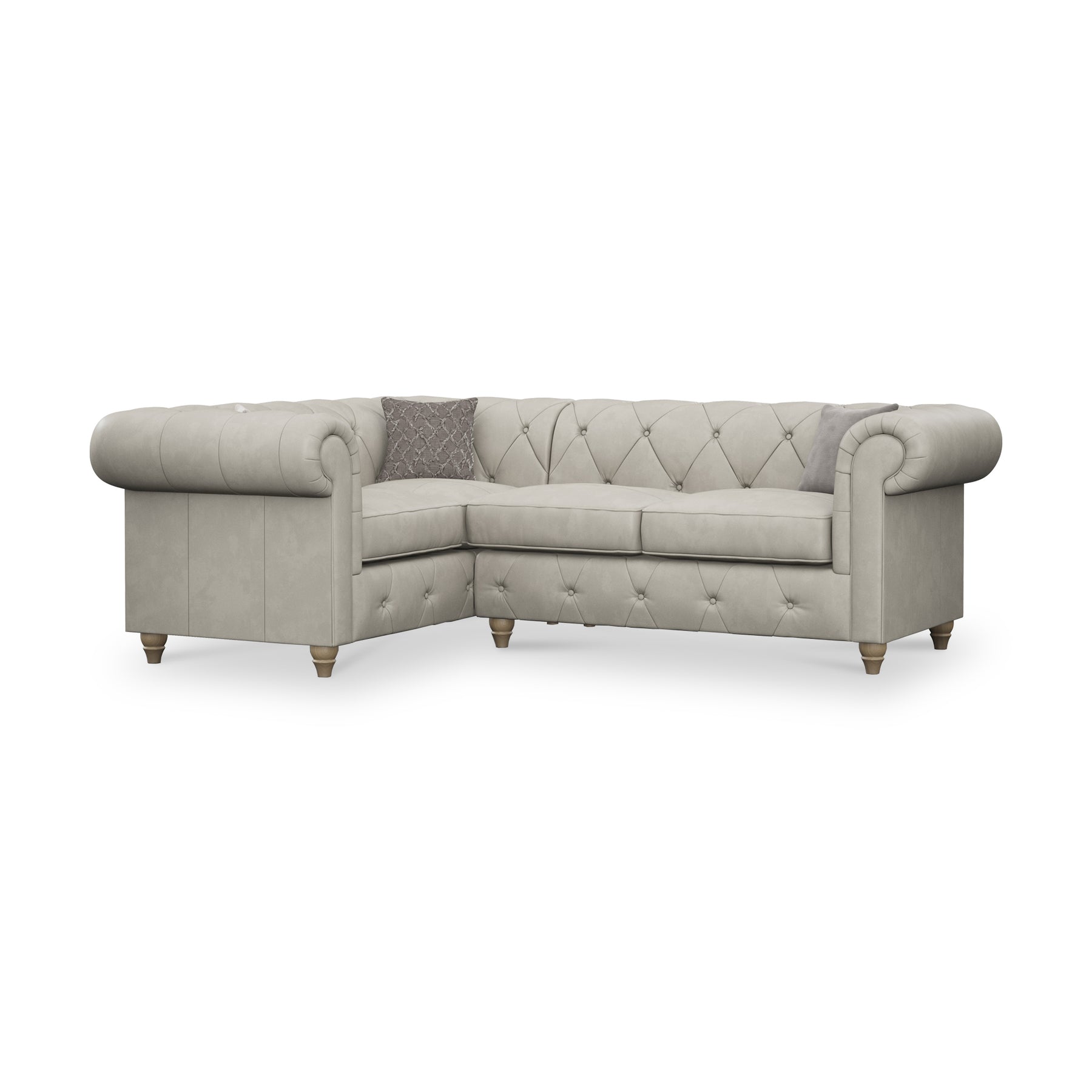 Everett LH Leather Corner Sofa Cloud Walnut Feet from Roseland Furniture