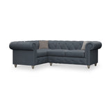 Everett LH Leather Corner Sofa Navy Washed Feet from Roseland Furniture